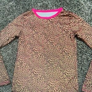 Leopard Print Kids Pajamas with Pink Trim
